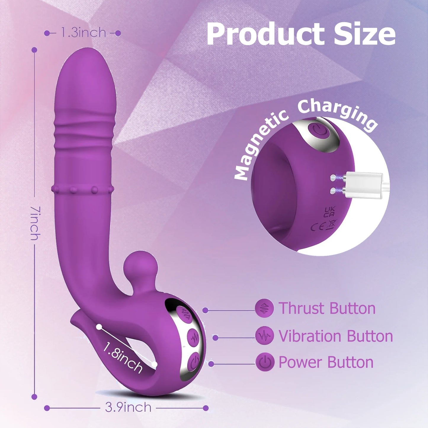 Thrusting Vibrator for Women, Female Sex Toys with 10 Vibrations Silicone Adult Toy