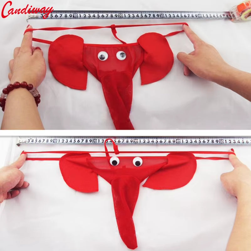 Candiway Men Mini Panty Lover Briefs Sexy Lingerie Bodysuit G-String Underpant Elephant Cartoon Pattern More Adult Fun Sex Game